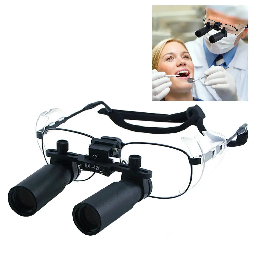 Dental Loupes 6.0x Magnifier | 45mm Field of View | Flip-Up Headband Design