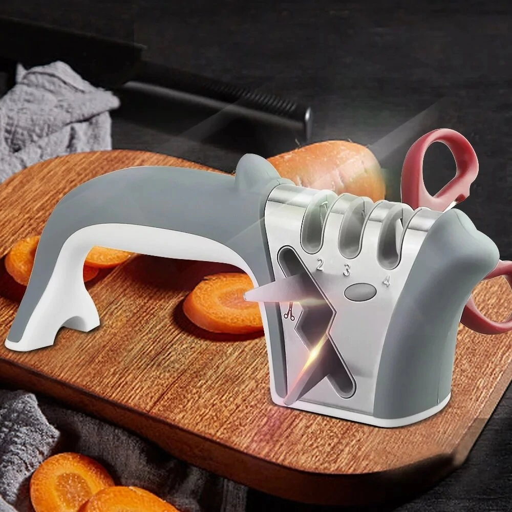 MYVIT 4-Stage Sharpener - Diamond & Ceramic Whetstone for Knives & Scissors