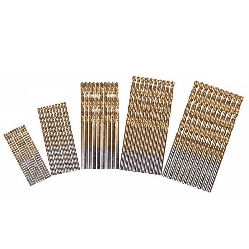 HSS Titanium Coated Drill Bit Set - 50PCS 1-3mm High Speed Steel Twist Bits