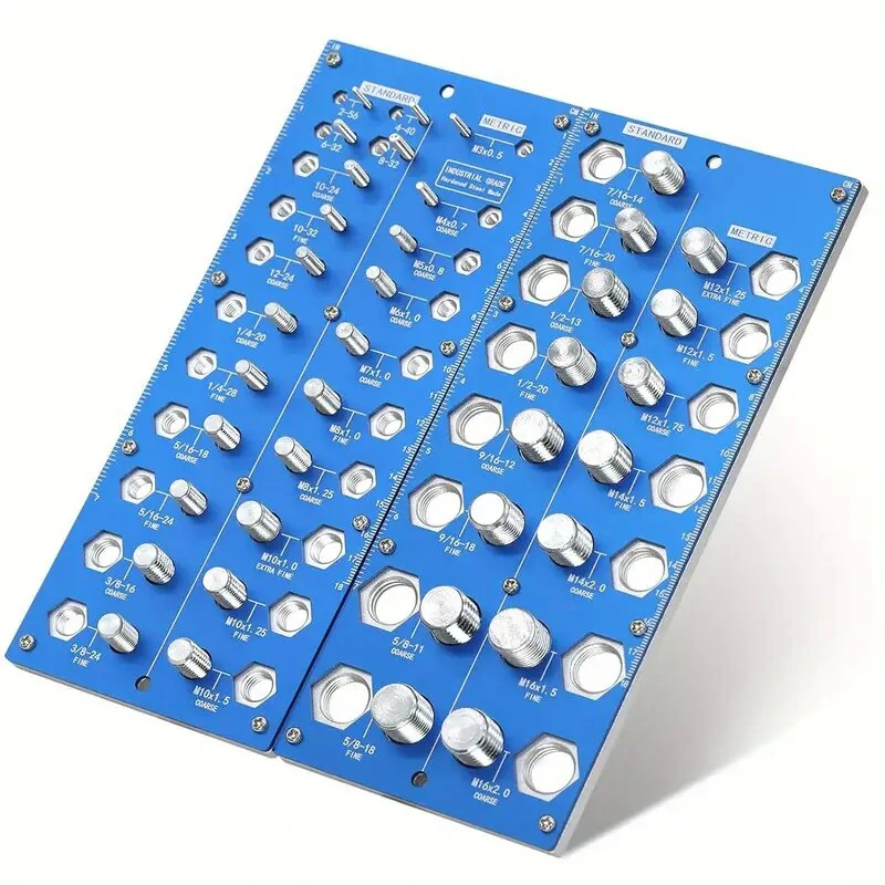 Twist-On Metal Thread Checker Set - 21 Inch & 17 Metric Sizes - Nut & Bolt Gauge