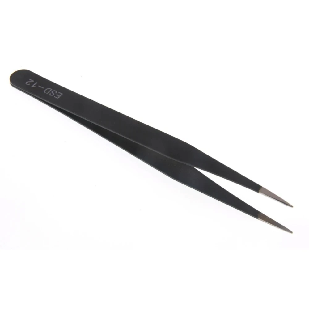 ESD Safe Stainless Steel Tweezer | 10-15mm Curved & Straight Tips | Industrial Repair Tool