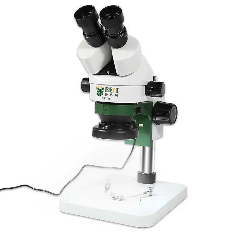 BST-X5 Binocular Stereo Microscope | 7-45X Zoom for Phone & PCB Repair | LED Lights & Stand