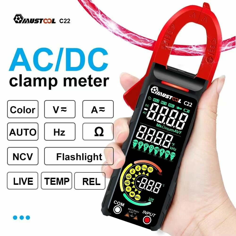 Mustool C22 Digital Clamp Meter 400A AC/DC - NCV Detection & Live Wire Recognition