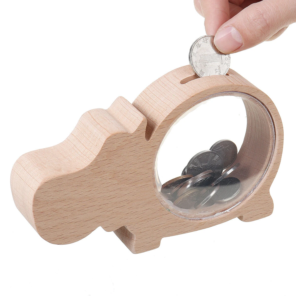 Animal Shape Wooden Piggy Bank - Handcrafted Coin Collecting Box for Kids | Toy Gift