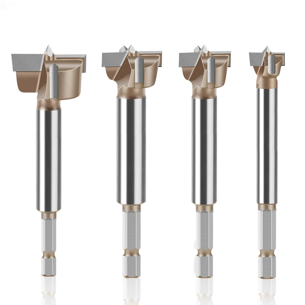 Professional 10-50mm Hex Shank Hinge Boring Bit | Tungsten Carbide 3-Tooth Double Blade