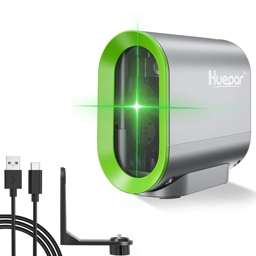 HUEPAR Y011G Green Cross Line Laser Level - Self-Leveling Horizontal & Vertical