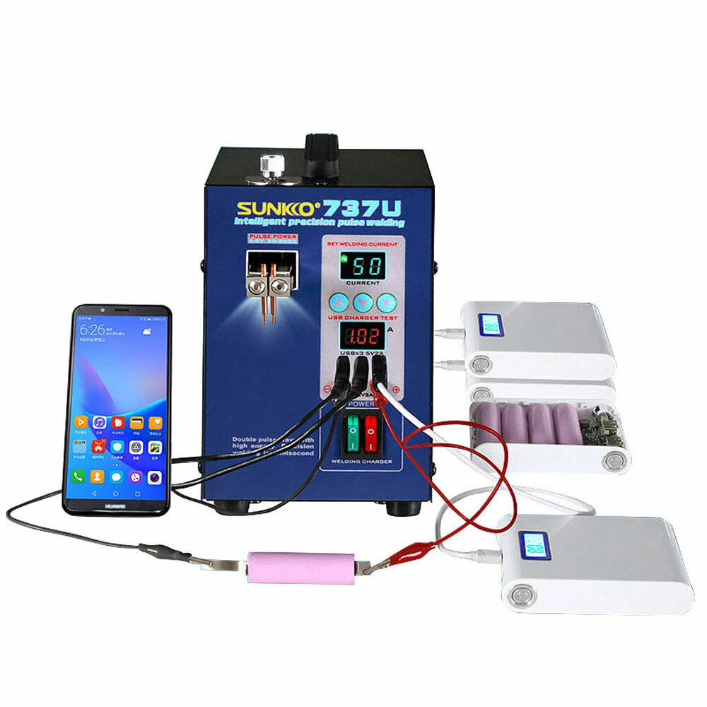 SUNKKO 737U Spot Welder Machine | 2.8KW Double Pulse | USB Charging | 18650 Battery Pack Welder