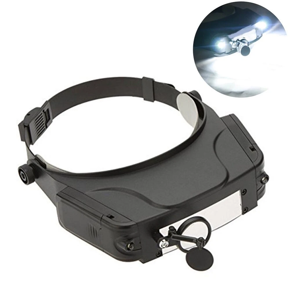 Magnifying Glass Headband with LED Light - Multi-lens Acrylic Eye Magnifier for Reading