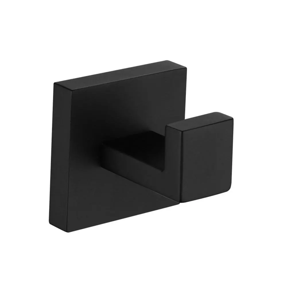 Matte Black Stainless Steel Cup Hook - Adhesive Wall Rack for Bathroom & Home