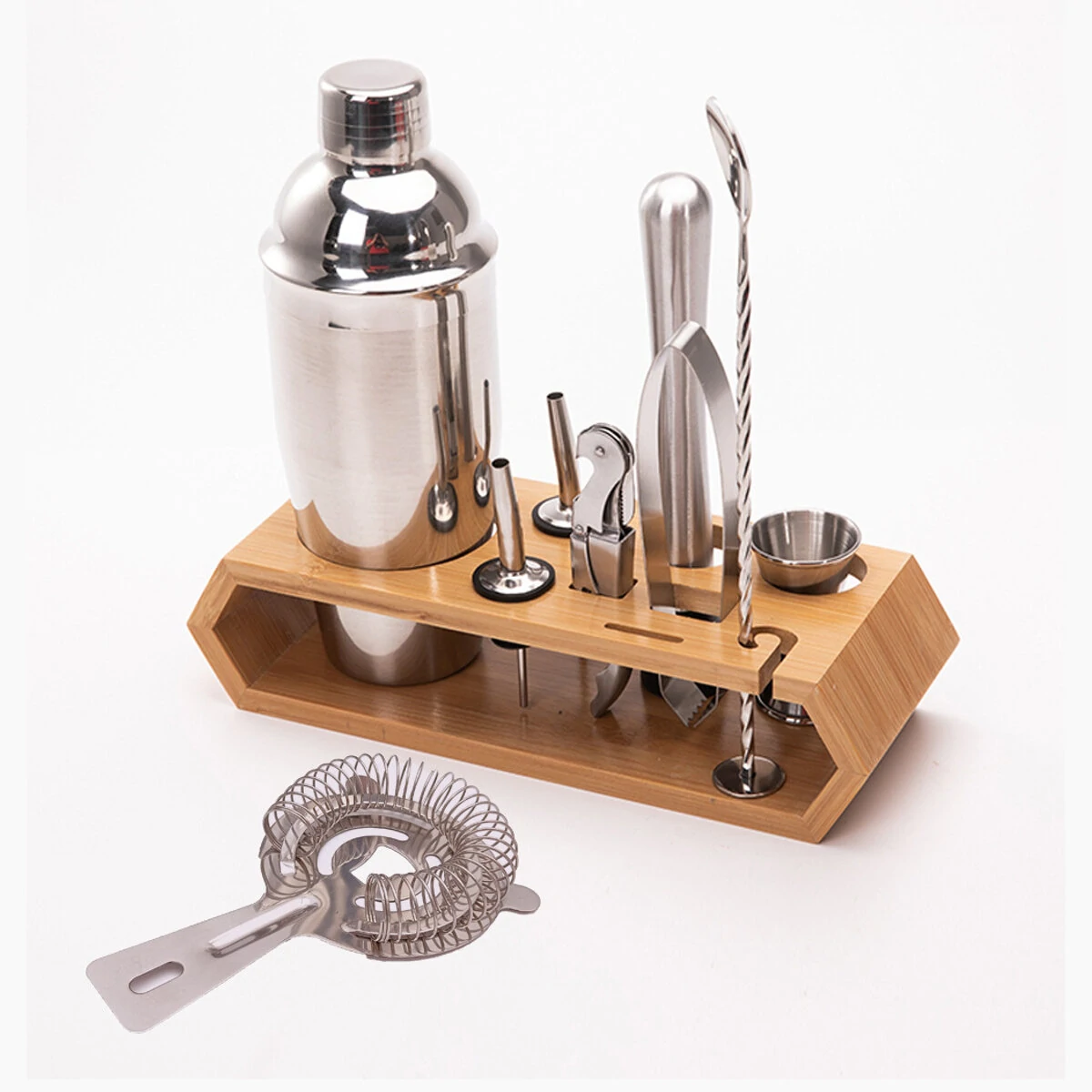 Cocktail Shaker Set - 10pcs Bartender Kit with Strainer & Mixer