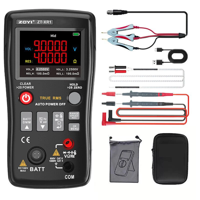 ZOYI ZT-XR1 2in1 Battery Internal Resistance Meter - 25000 Counts Multimeter for 18650 Testing
