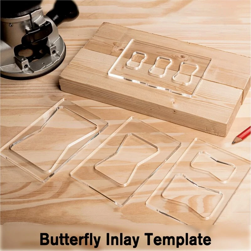Woodworking Butterfly Inlay Template - 3 Piece Router Template Set for Decorative Inlays
