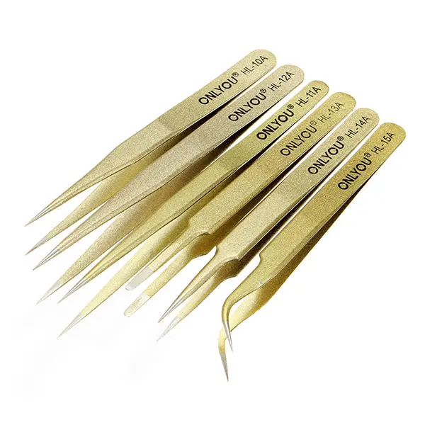 6Pcs BGA Precision ESD Tweezers Set - Stainless Steel Anti-static Repair Tool