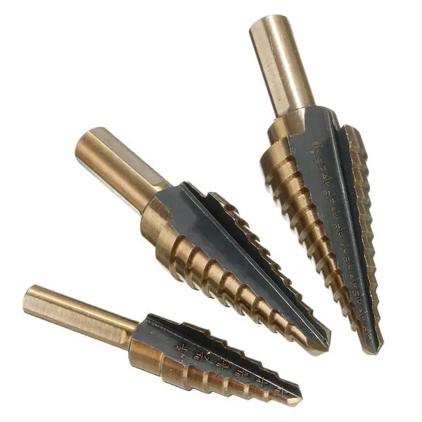 HSS Nitrogen Step Drill Bit Set - 3 Piece Set | 3/16-1/2, 1/4-3/4, 3/16-7/8