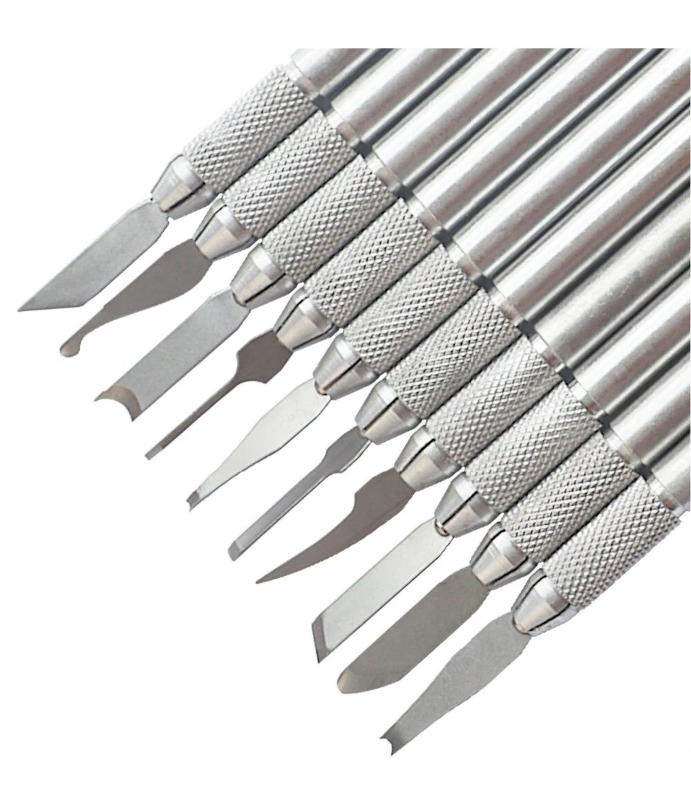 Dental Lab Wax Carving Tool Set - 10pcs Professional Stainless Steel Chisel Knife
