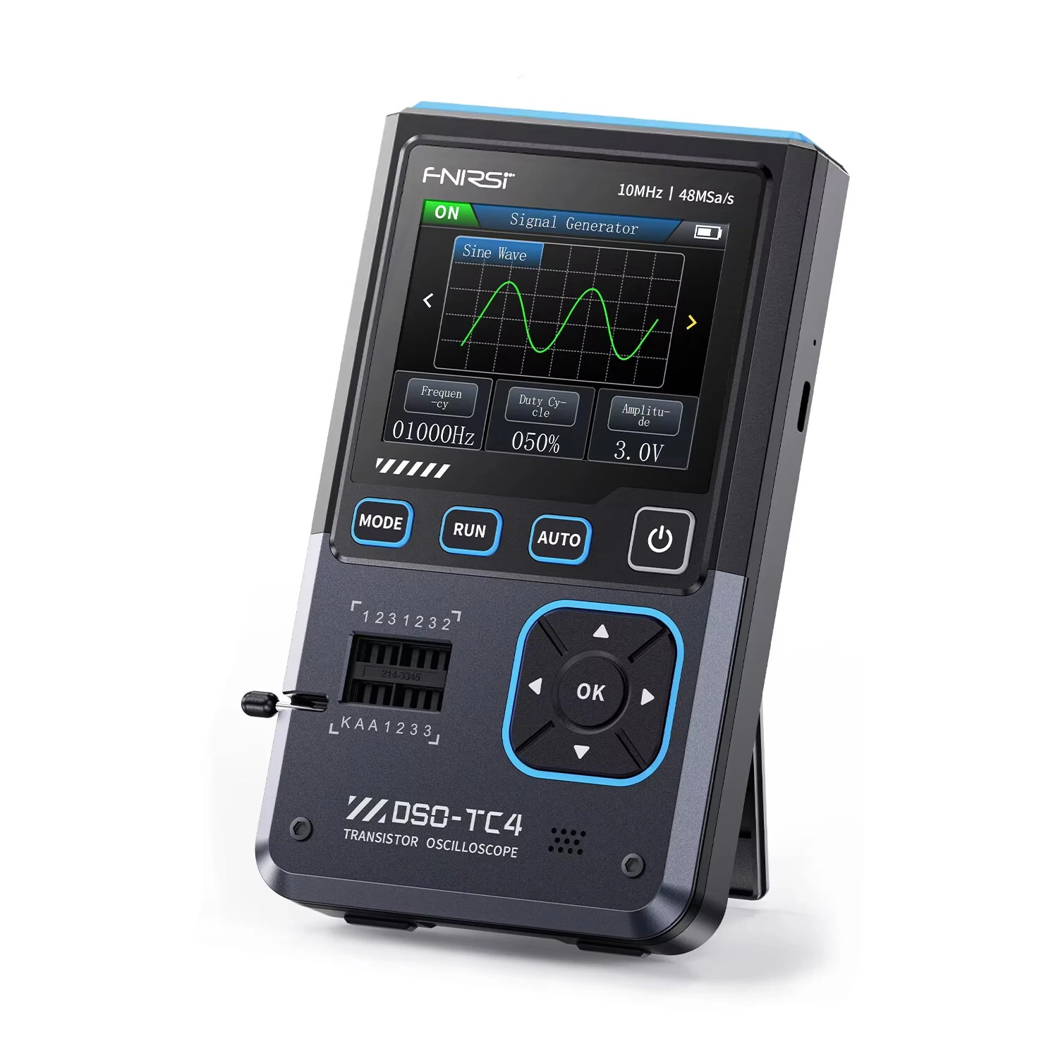 FNIRSI DSO-TC4 3-in-1 Oscilloscope Signal Generator Transistor Tester | 10MHz 48MSa/s | Portable & Rechargeable