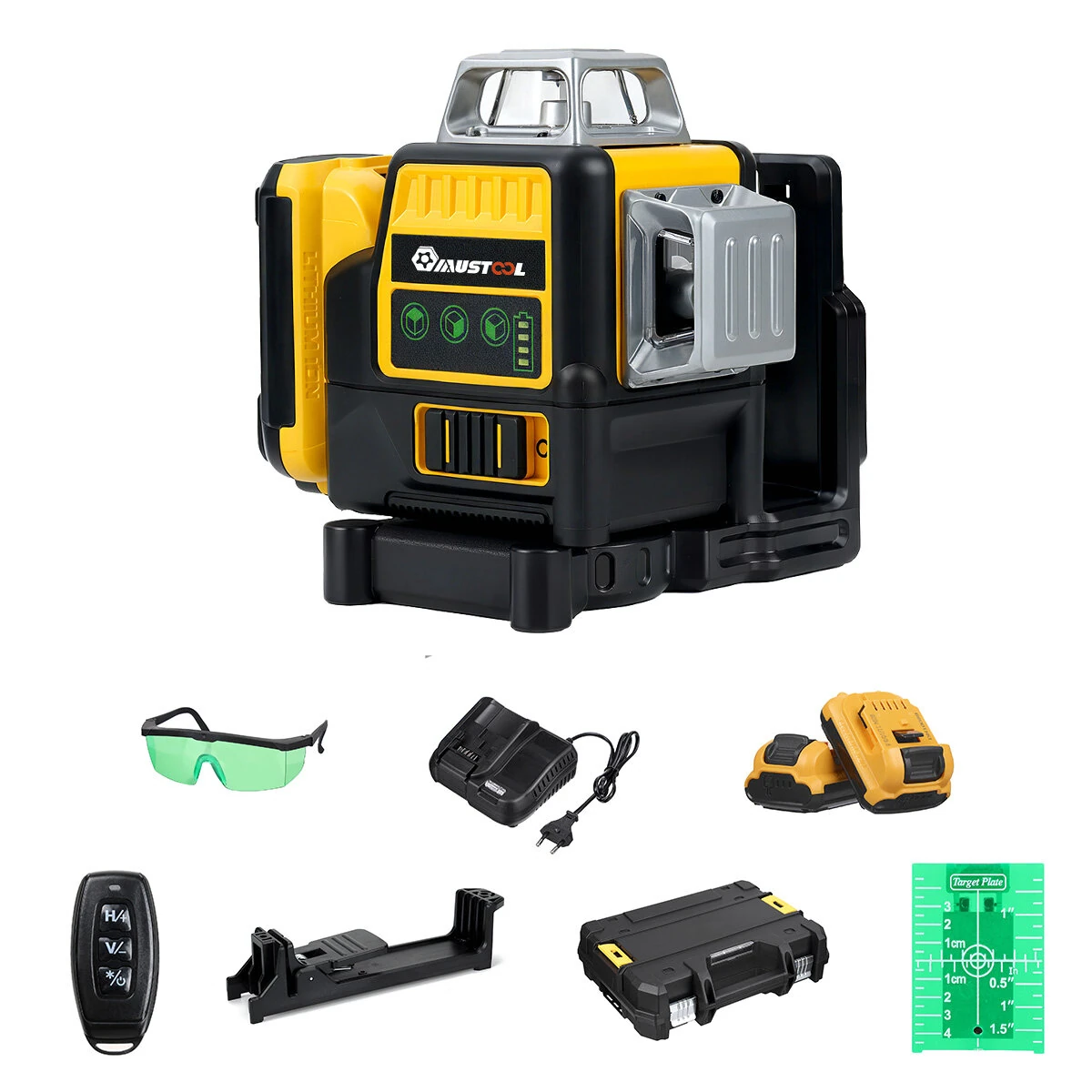 Mustool 3D 12-Line Green Laser Level | Self-Leveling 500nm High Precision