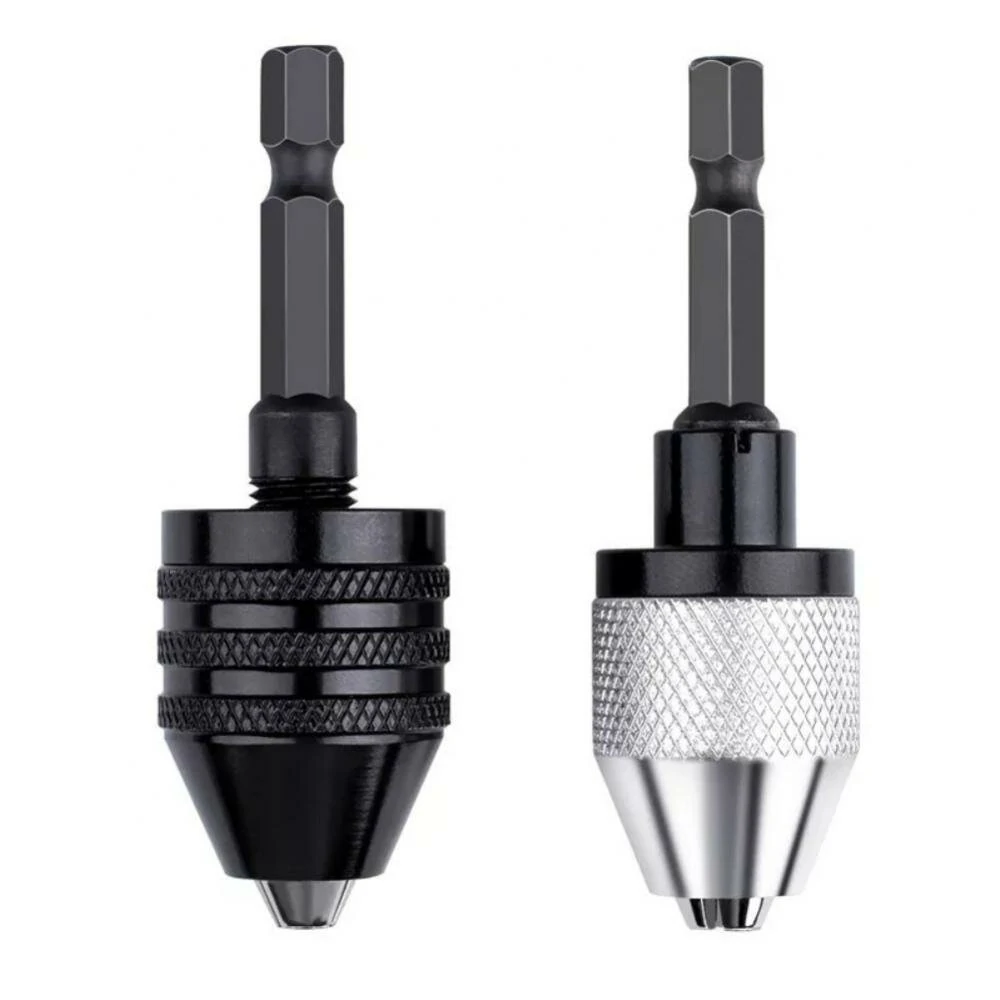 Hex Shank Drill Chuck Adapter - 2PC Black & White Keyless for Easy Bit Changes