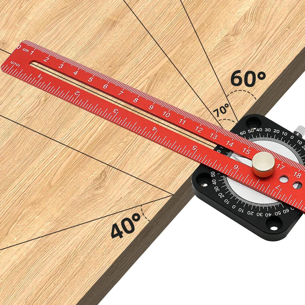 Woodworking Scriber Compass | 300mm Adjustable T-Type Ruler - 360 Degree Marking Gauge