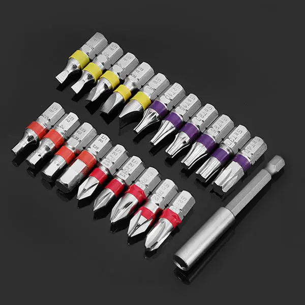 20pcs Torx Phillips Hex Slotted Screwdriver Bits Set with Extension Rod