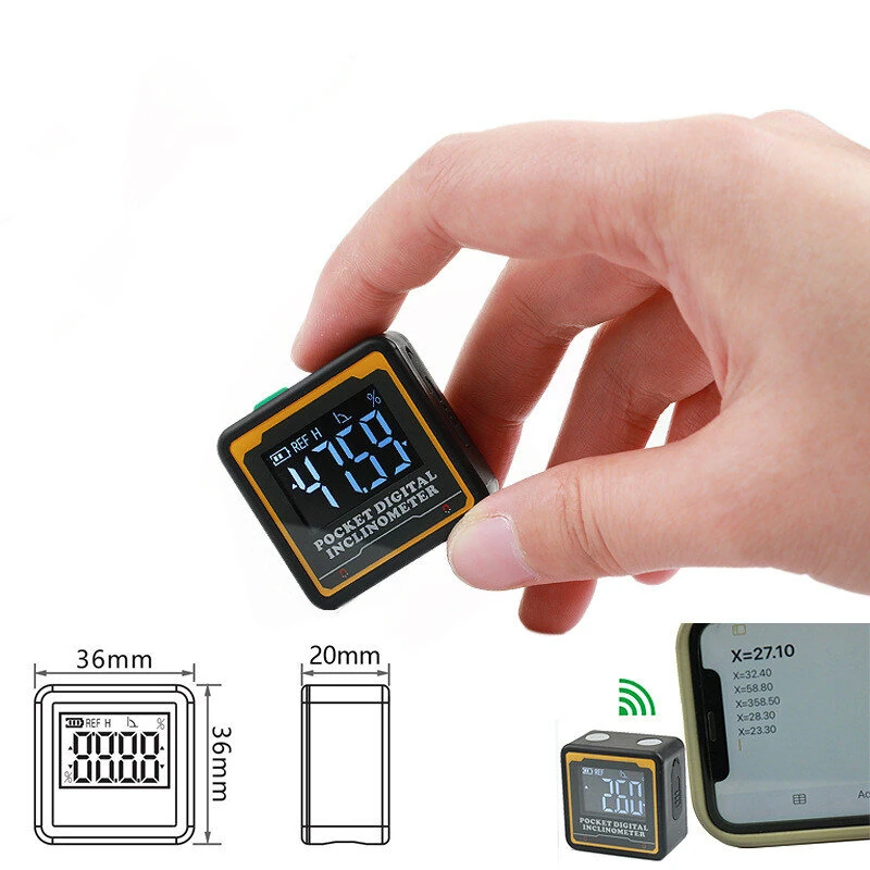 ETOPOO Mini Pocket Inclinometer | Bluetooth Digital Display Angle Meter for Surveying & Construction