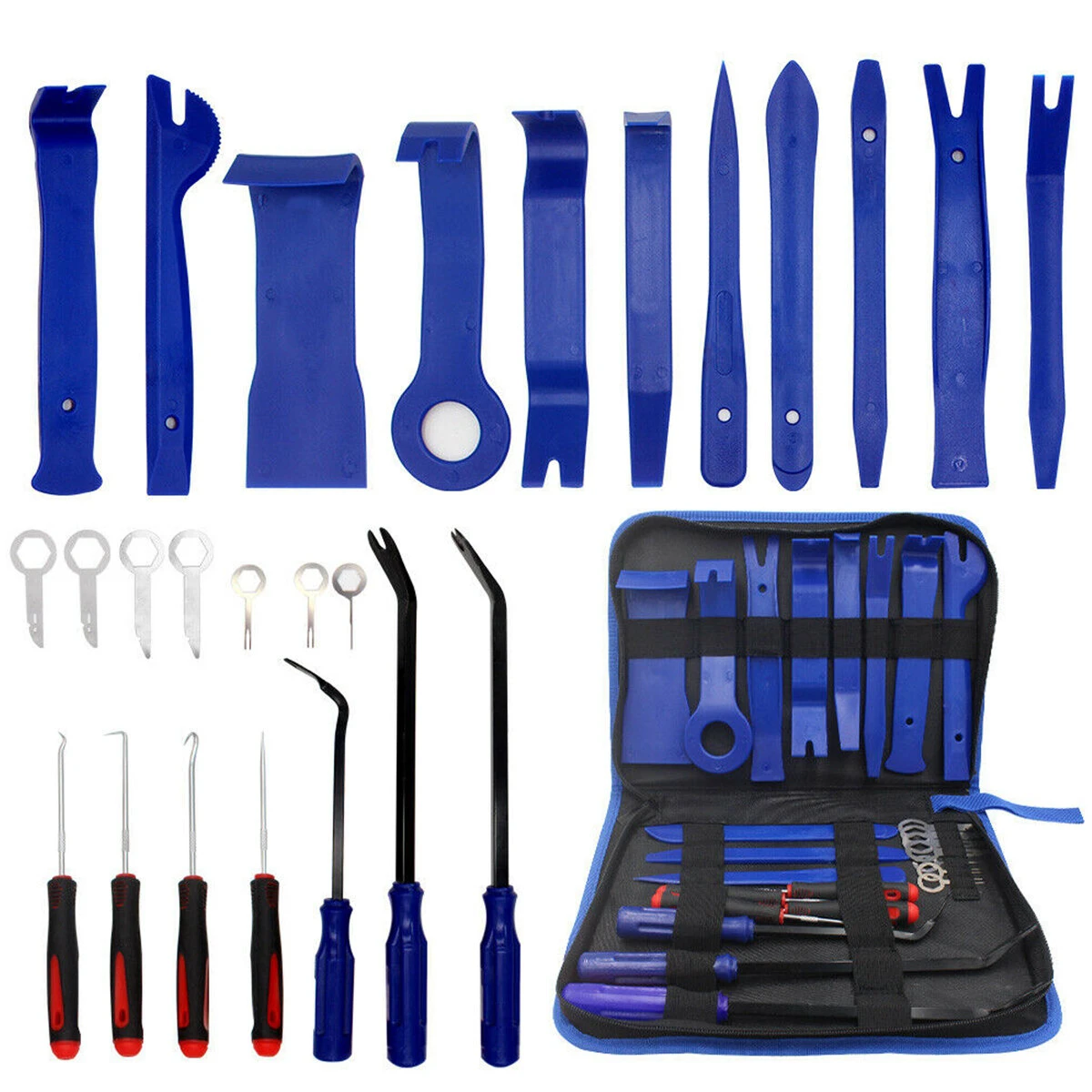 26Pcs Car Trim Door Panel Removal Tool Kit - Pry Bar & Clip Installer Set