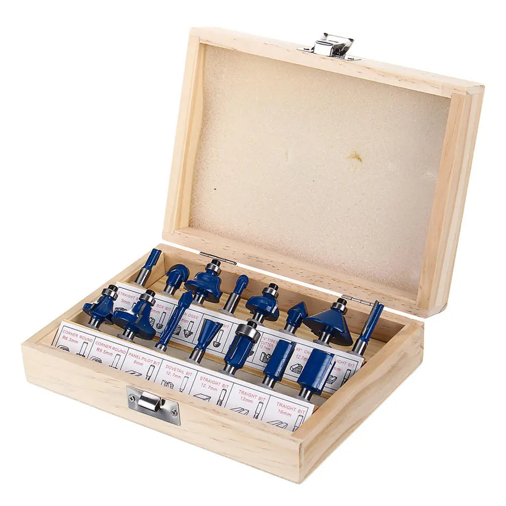 15pcs 1/4 Inch Shank Router Bit Set | Woodworking Milling Cutter Kit