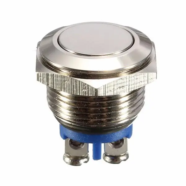 3A 250VAC Waterproof Push Button Switch - 16mm Metal Horn Button | Nickel Brass