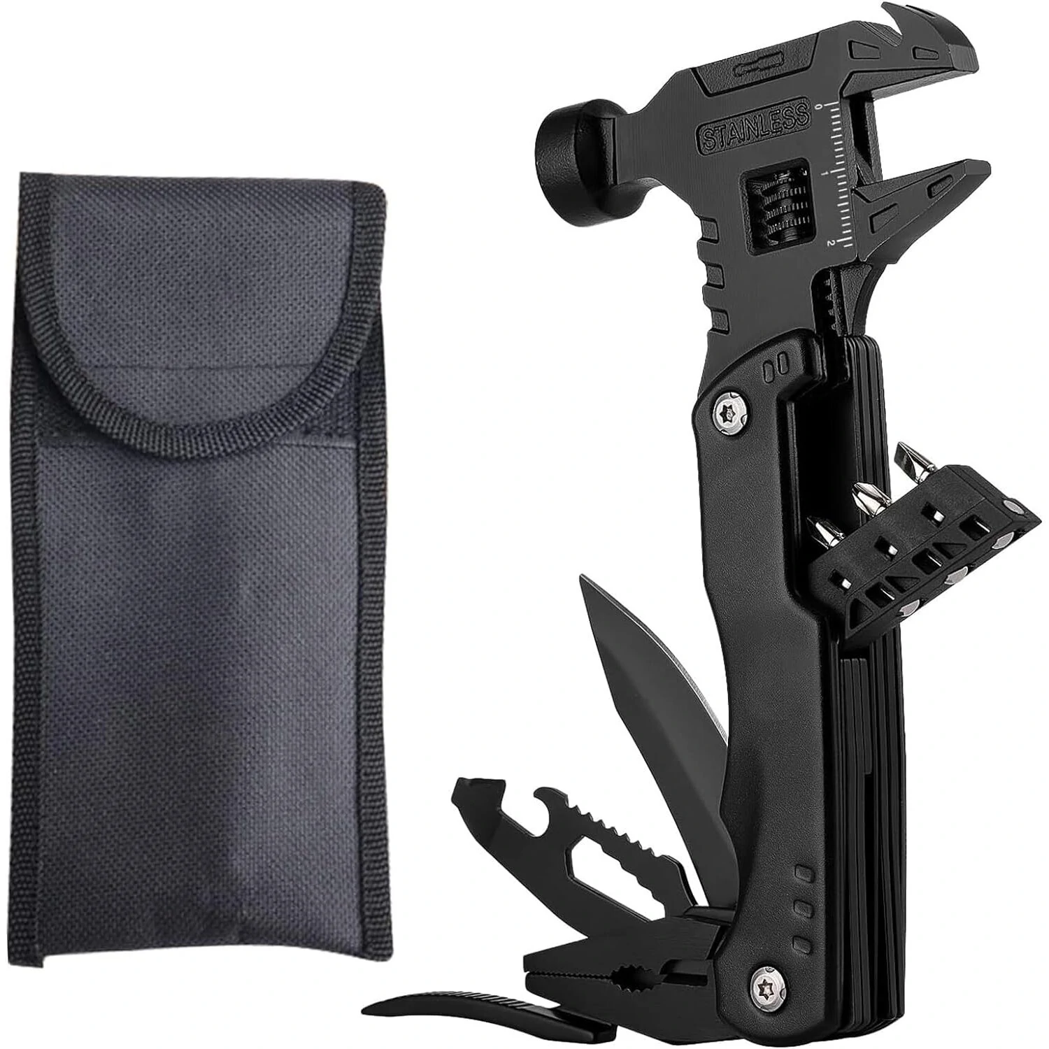 14 in 1 Multitool Hammer with Pliers, Saw & Wrench | Survival Gear Gift for Outdoorsmen