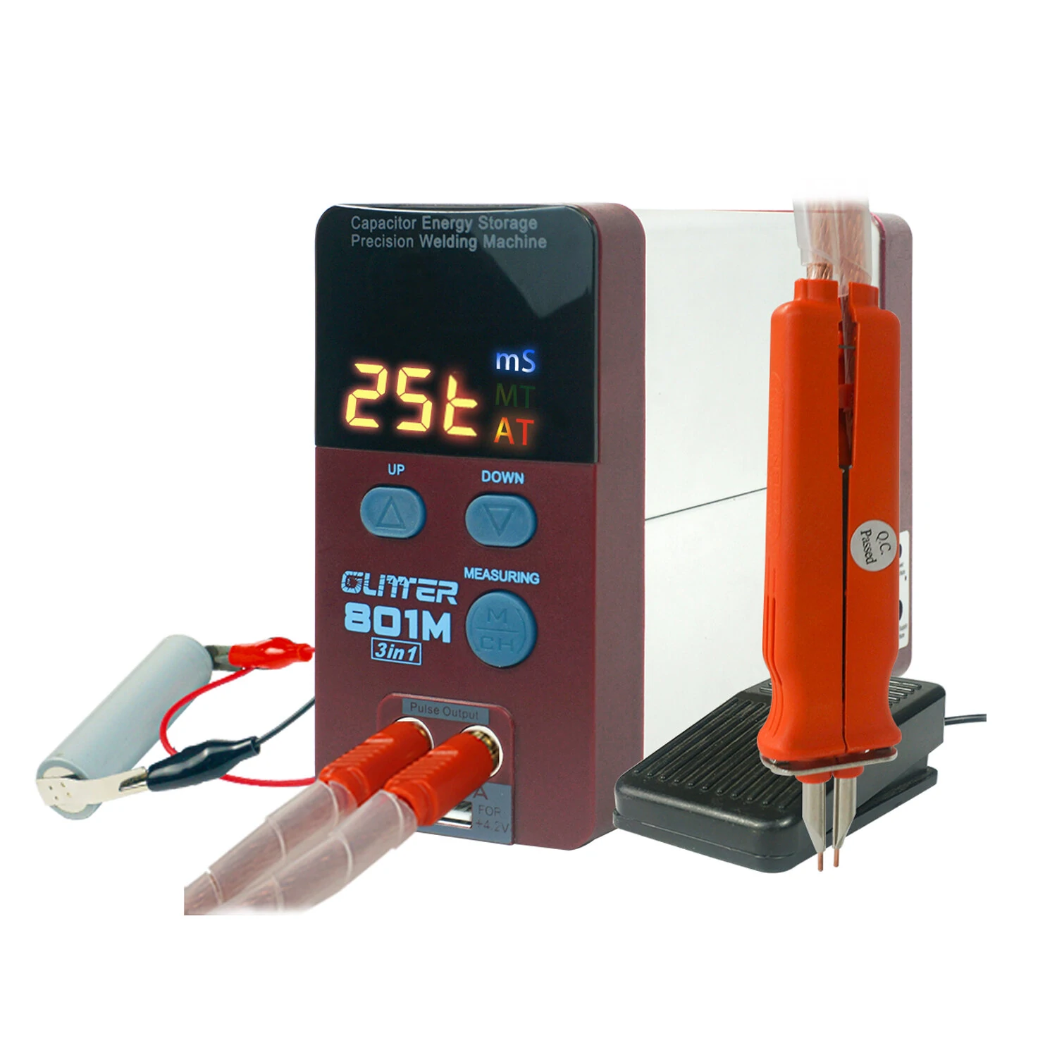 GLITTER 801M Spot Welder | 11600W Energy-Storage | Auto & Foot Pedal Modes for 0.05-0.2mm Nickel