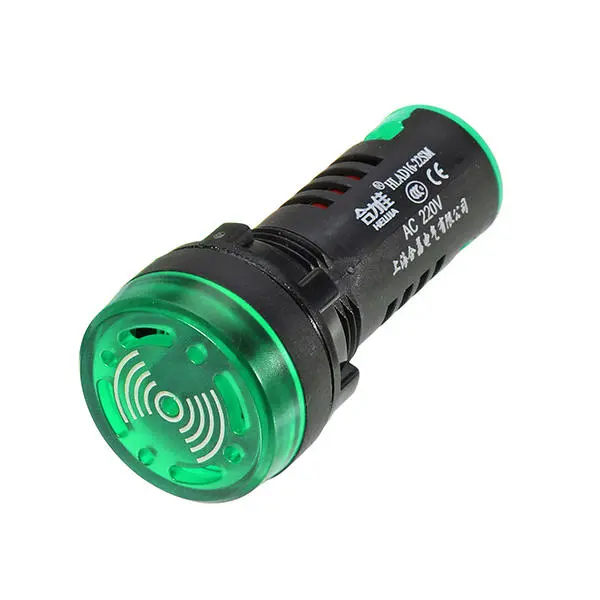 Machifit 22mm Signal Lamp & Buzzer - 220V AC Green Flash Indicator Light