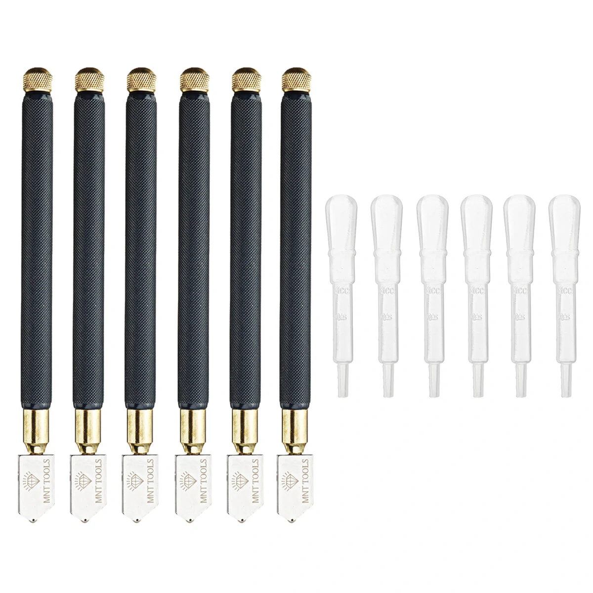 MNT Glass Cutter Kit - 6Pcs Diamond Tool for 3-10mm Glass | Metal Handle