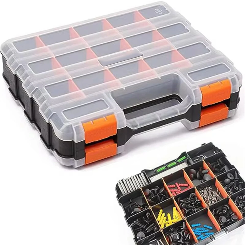 Plastic Parts Storage Box | Dual-Sided Transparent Toolbox - Wear & Impact Resistant
