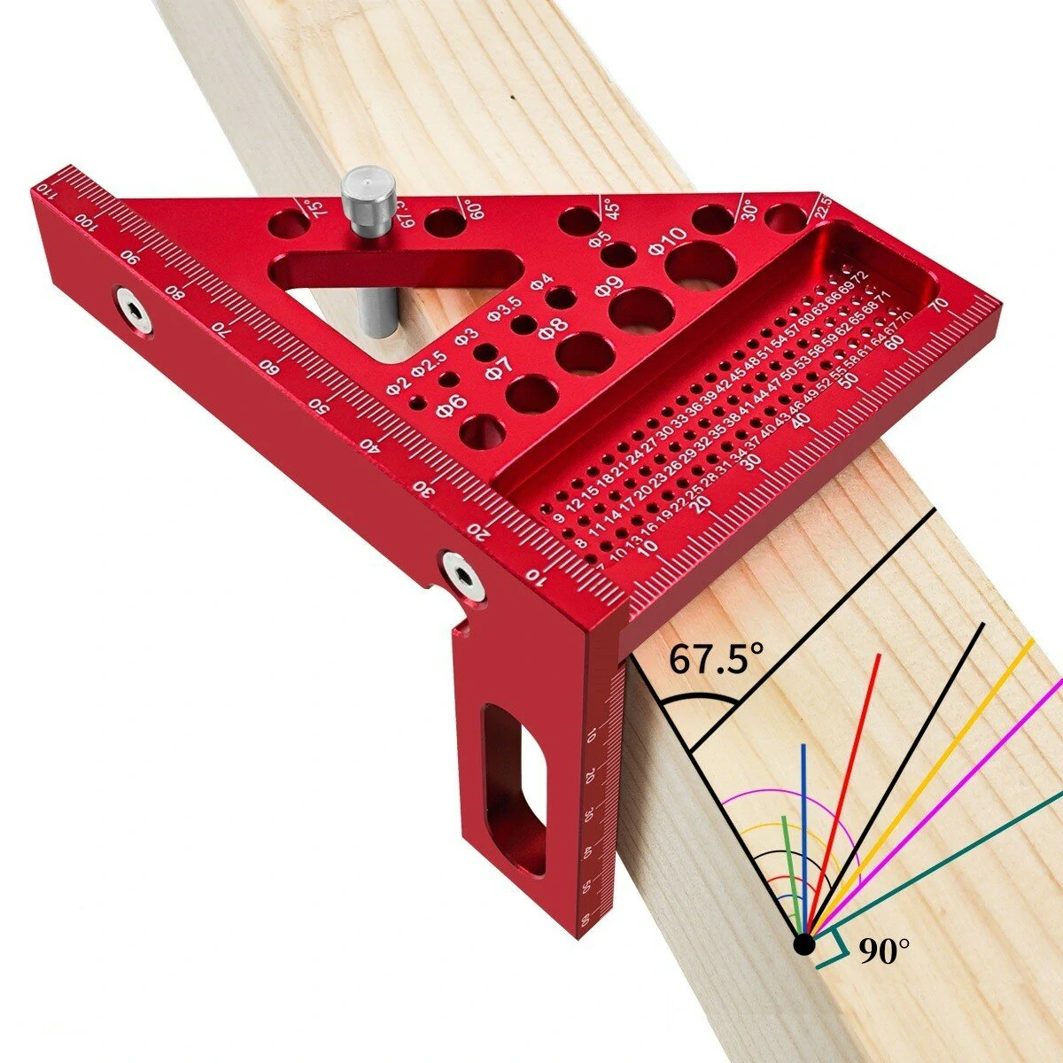 JIGHOLE 5th Gen 3D Multi-Angle Measuring Ruler - 22.5-90 Degree Protractor | Aluminum Alloy Woodworking Scriber