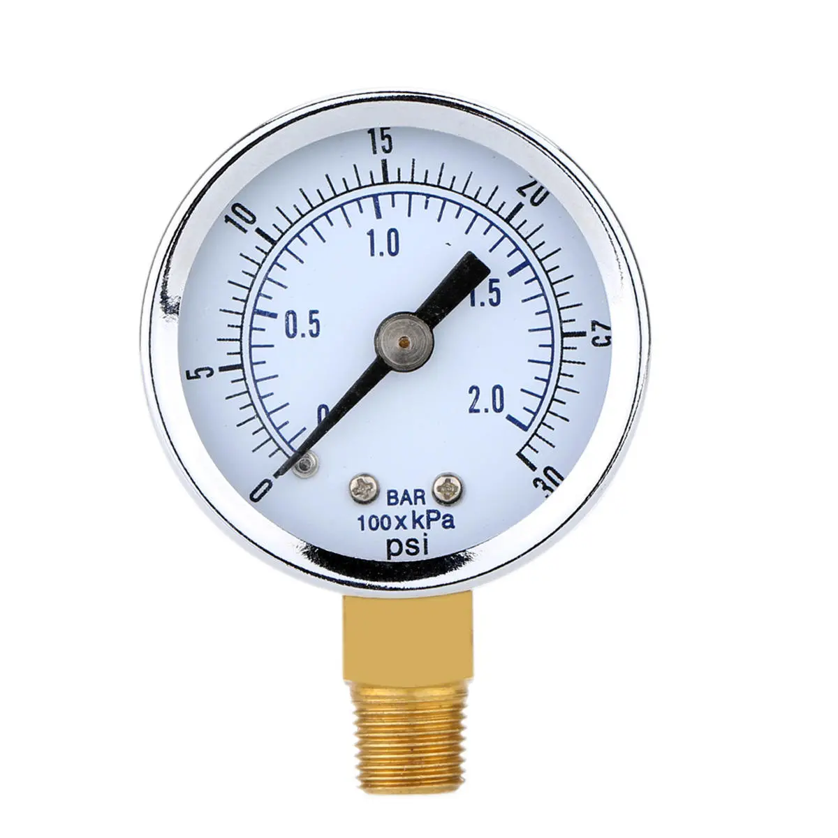 TS-Y50I Air Compressor Gauge - 2 Inch 0-30 PSI - 1/8 Inch NPT Side Mount Pressure Tester