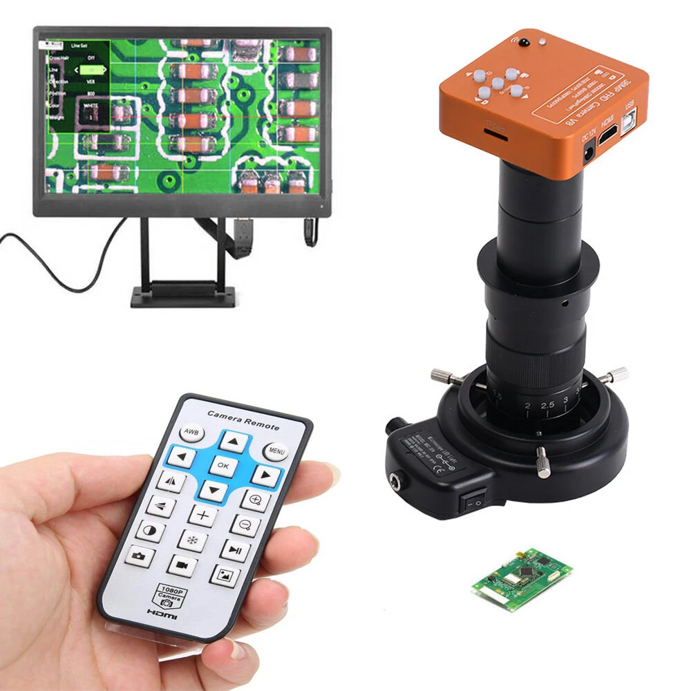 HAYEAR 48MP Microscope Camera - 180X Lens & 56 LED Light | USB HDMI for PCB Welding