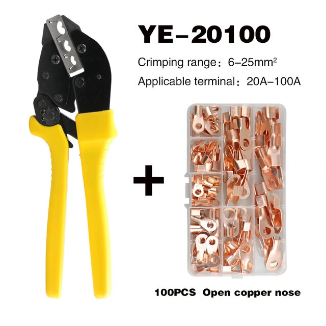 YE-20100 U Type Terminal Crimper Plier Set - 100PCS Wire Lug & Cable Clamp Tool