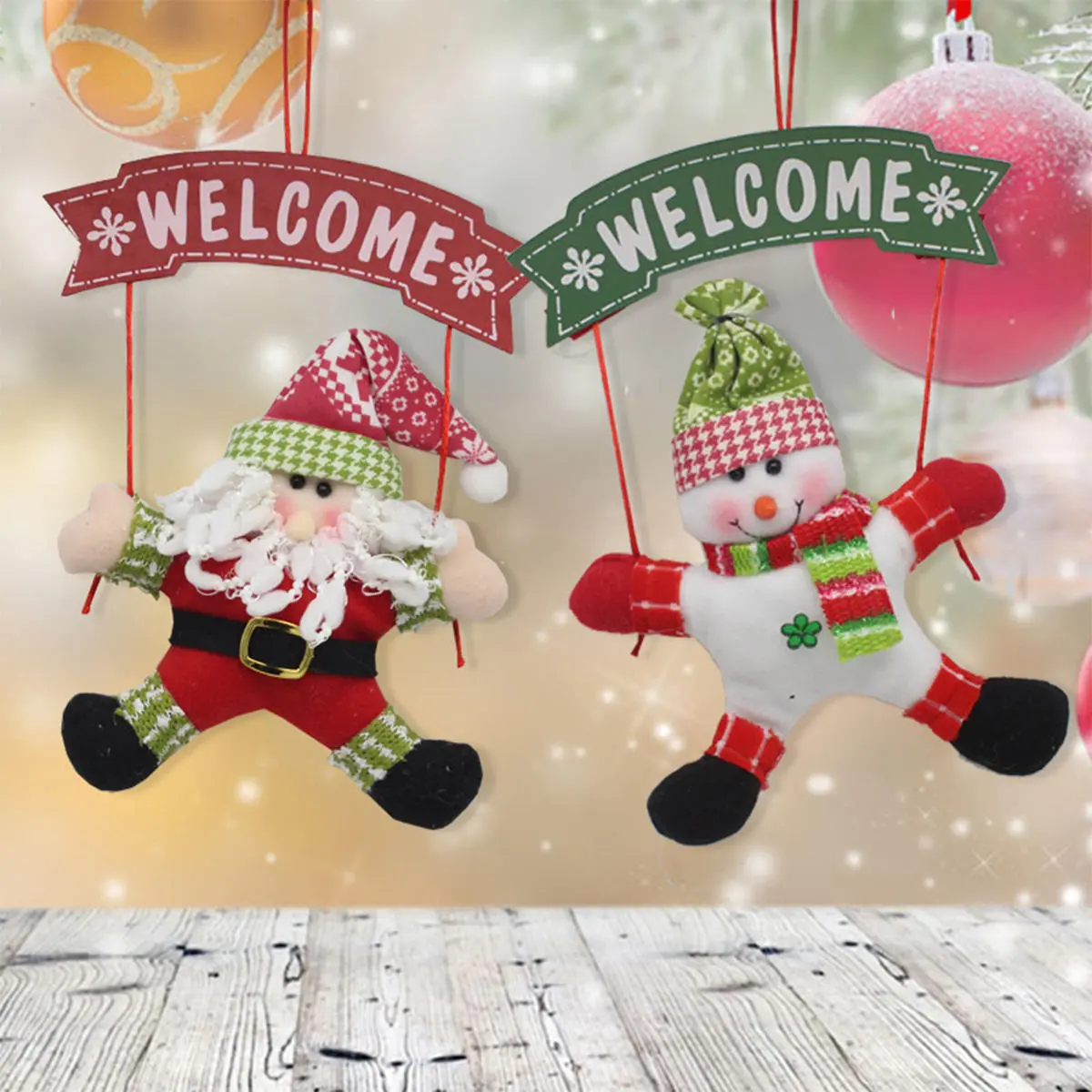 Santa Claus Snowman Christmas Door Hanging Ornament - Xmas Tree Home Decoration Gift