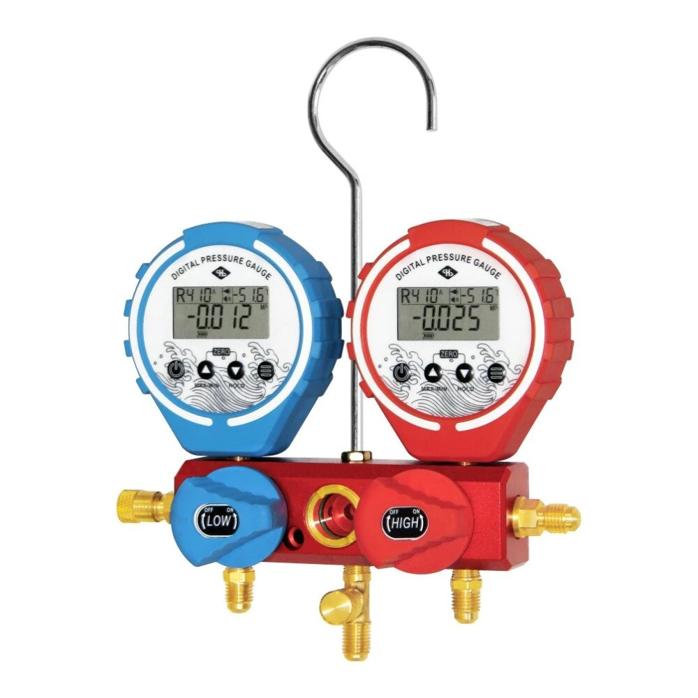 Digital Double Meter Valve Refrigeration Manifold Gauge | High & Vacuum Pressure