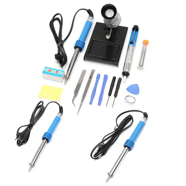 60W 110V/220V Soldering Iron Kit | 14-in-1 Starter Tool Set with EU Plug