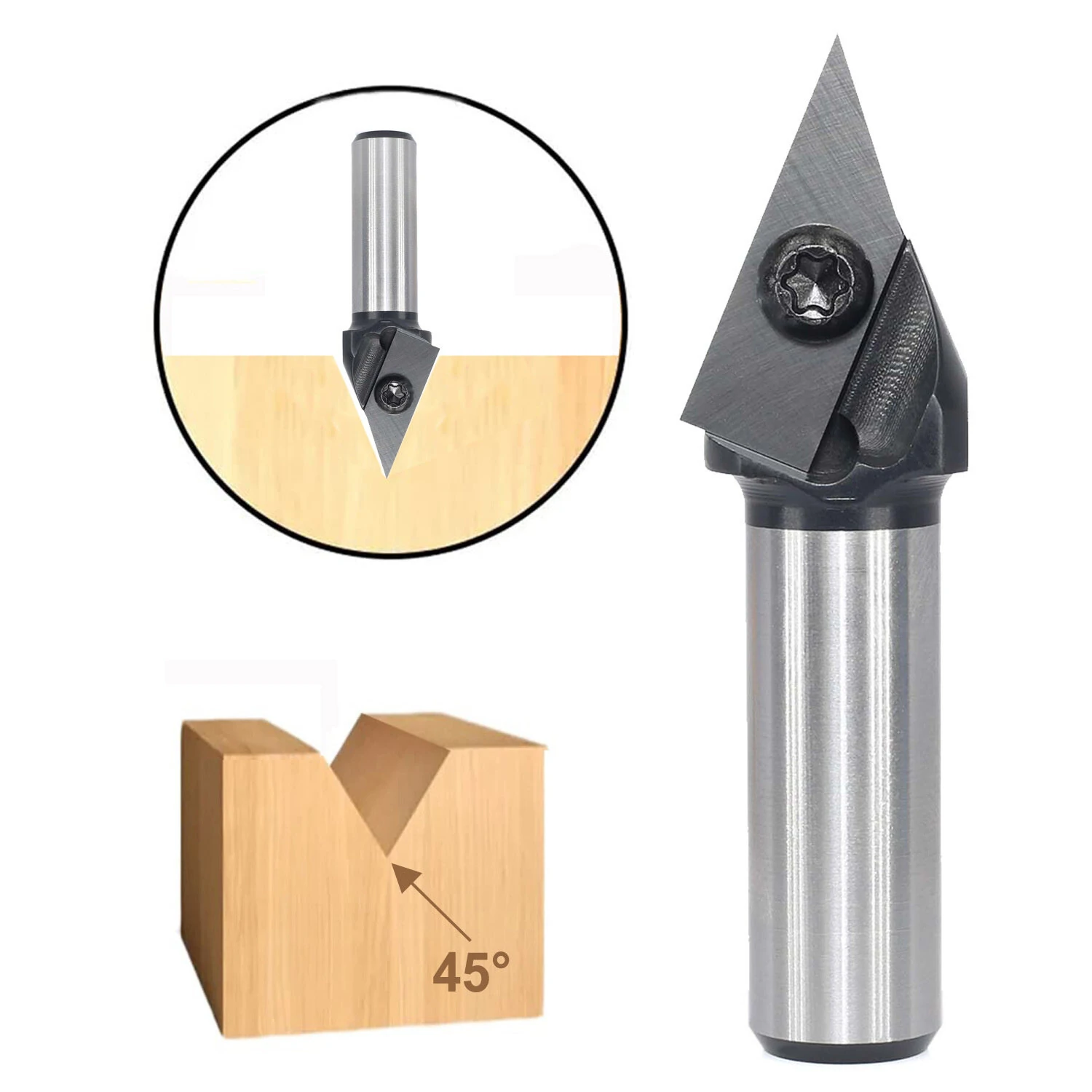 Carbide Insert CNC Router Bit | 45 Degree V-Groove for Woodworking & Engraving