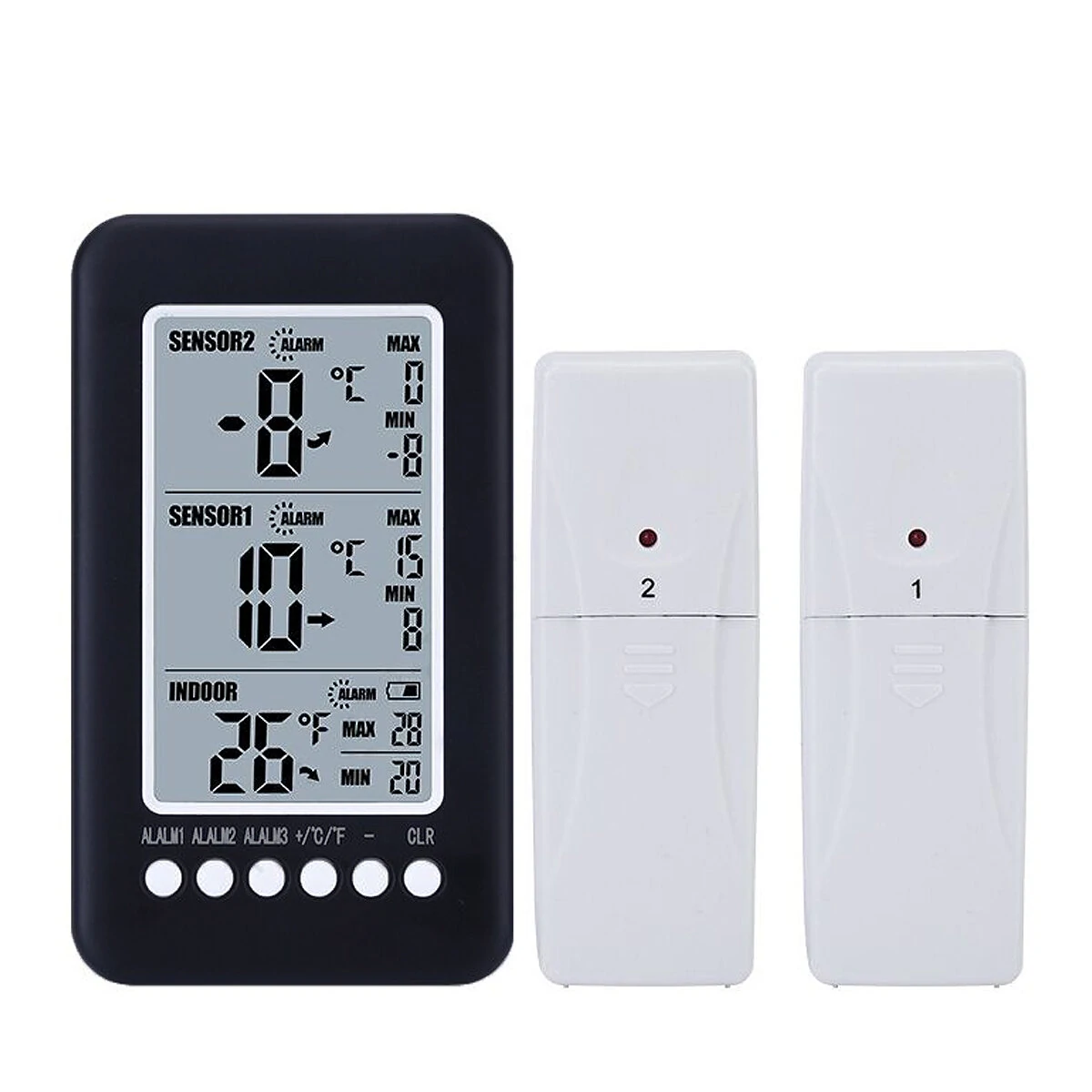 Digital Indoor Outdoor Thermometer - Dual Sensor LCD Display | Max Min Alerts