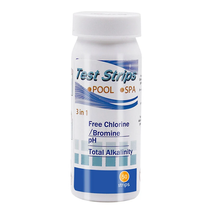 3 in 1 Pool & Hot Tub Test Strips - 50 Strips Test Chlorine, PH, Alkalinity