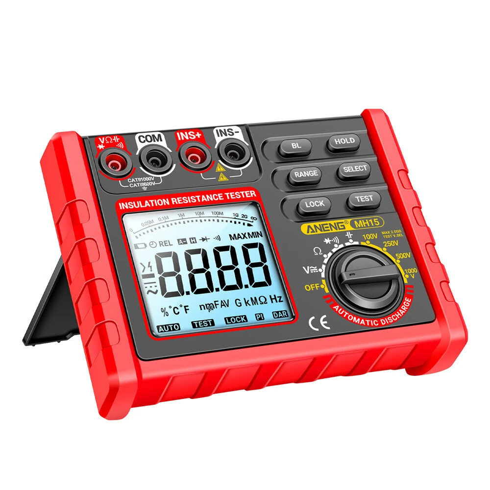 ANENG MH15 Digital Megohmmeter - Insulation Resistance Tester | 0-1000V AC/DC, 0-60mF Capacitance, 6000 Counts