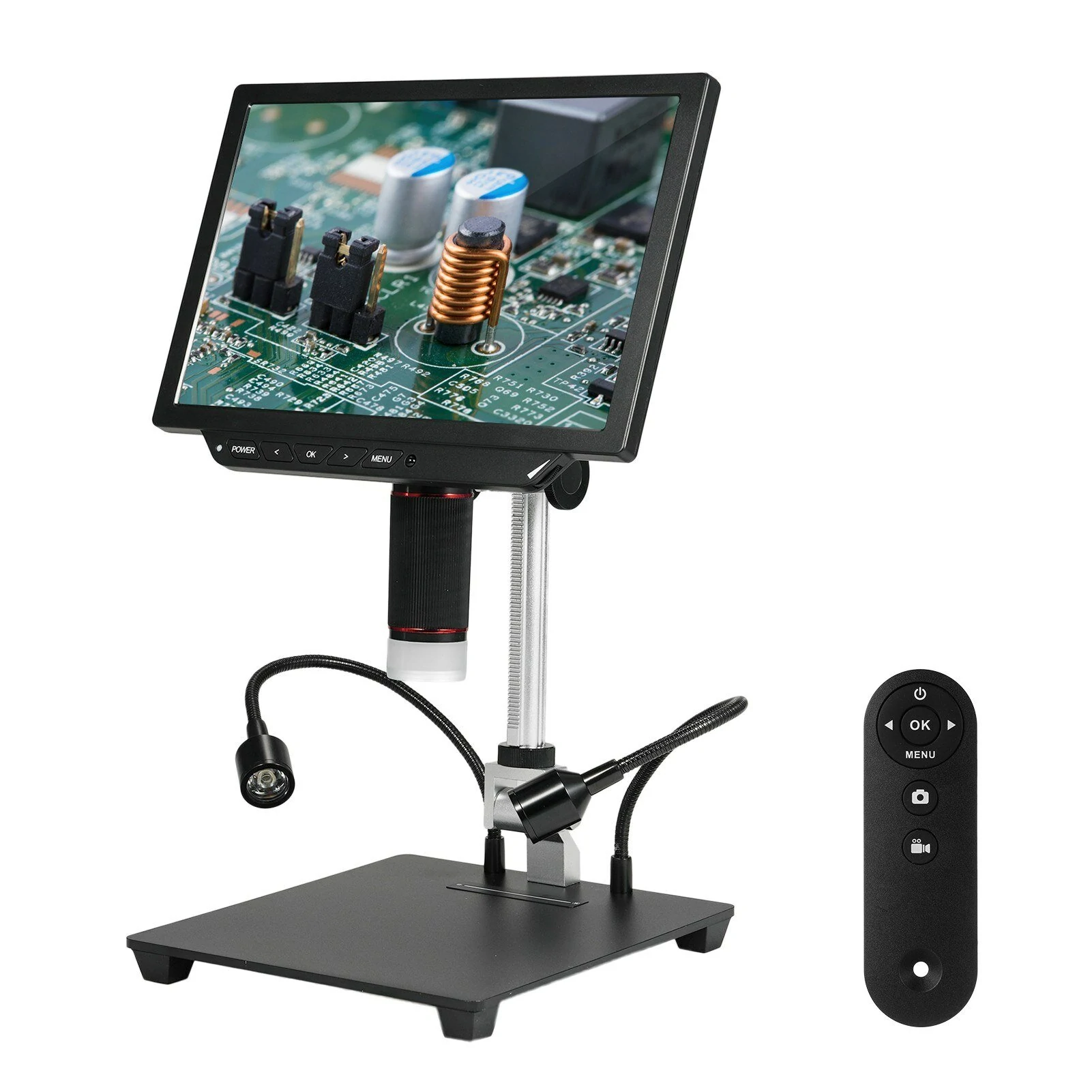 Jiusion 10.1 Inch Digital Microscope - 13MP 4K Camera, 1X-8X Zoom, Large IPS Screen for Soldering & Coin Collection