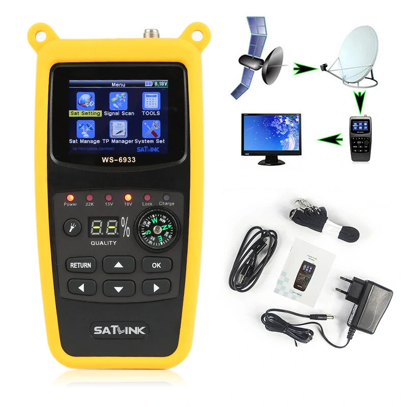 Satlink WS-6933 DVB-S2 Satellite Finder Meter | FTA CKU Band Digital Signal Meter