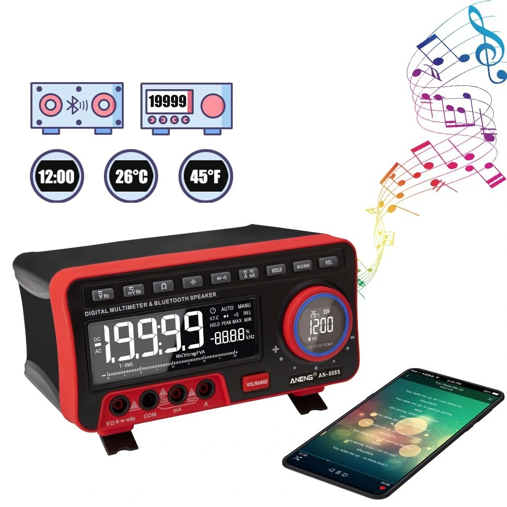 ANENG AN888S True RMS Multimeter | 19999 Count Bluetooth | 18-in-1 Test Leads
