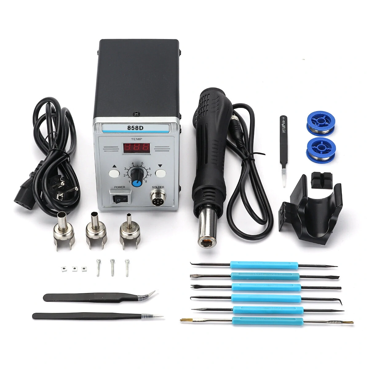 858D 700W Solder Station | BGA Rework & SMD Heat Air Gun | 220V/110V