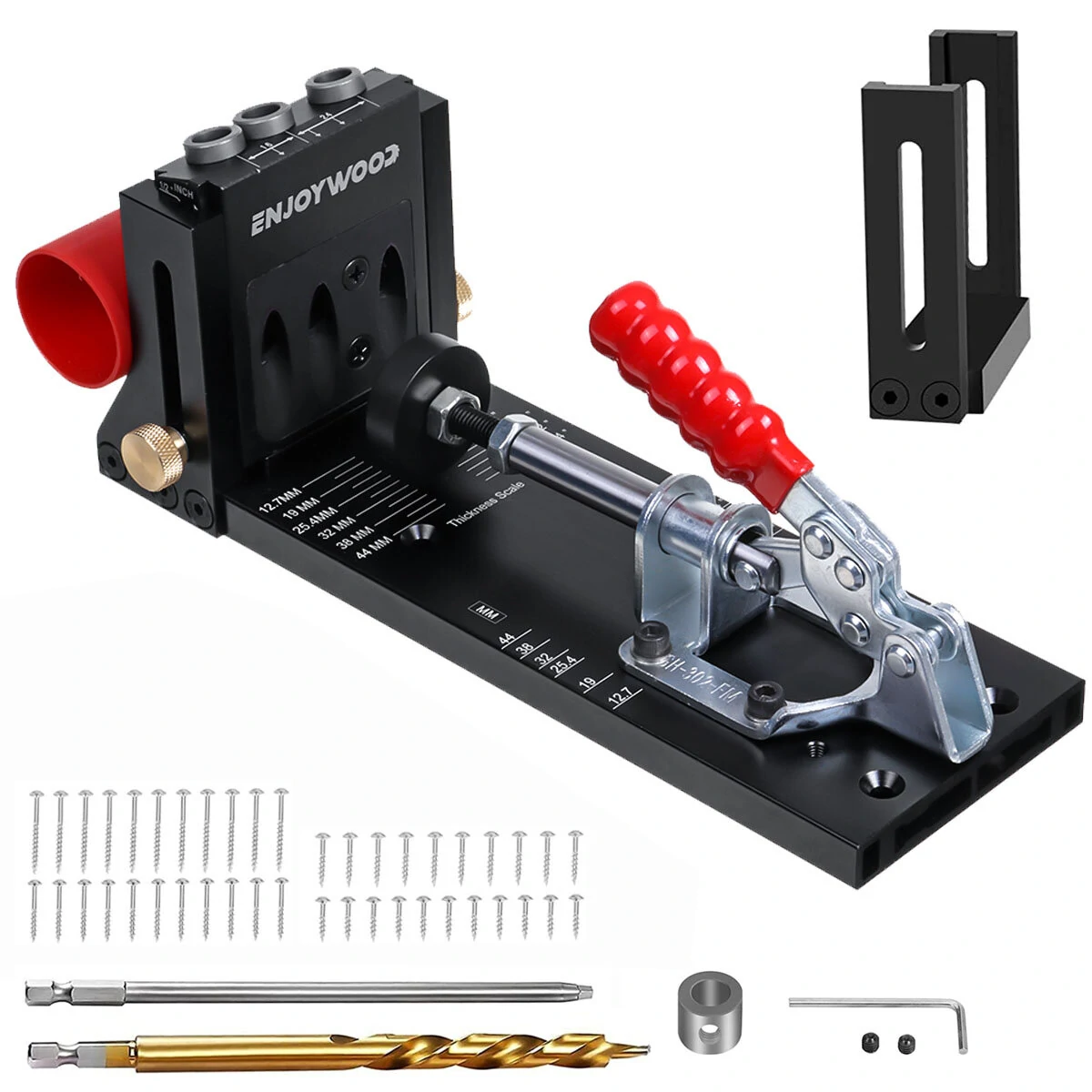 ENJOYWOOD XK4 Pocket Hole Jig Kit - Aluminum Alloy Adjustable Woodworking Guide