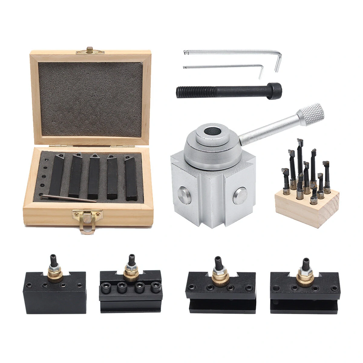 Machifit Mini Quick Change Tool Post Holder Set - 9pcs 3/8 Boring Bar & 5 Blades